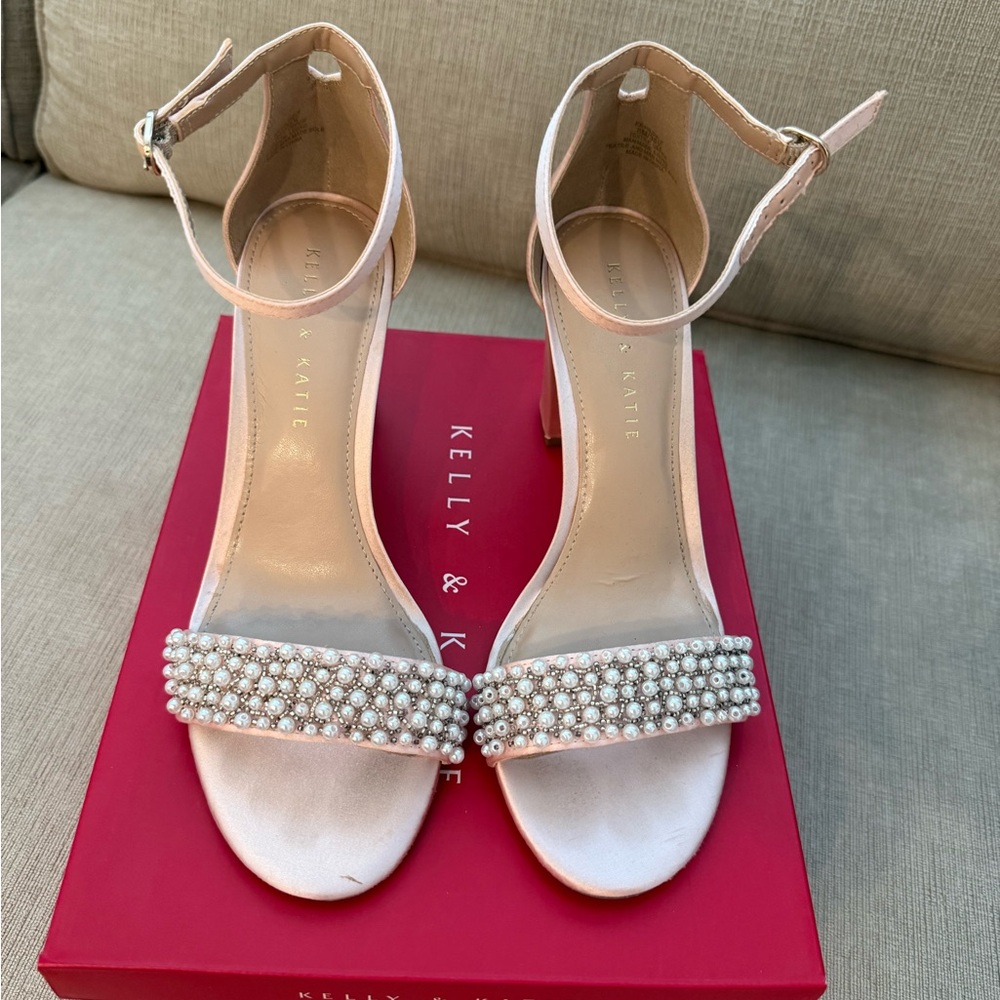 Kelly & Katie Blush Pearl Strap Heels